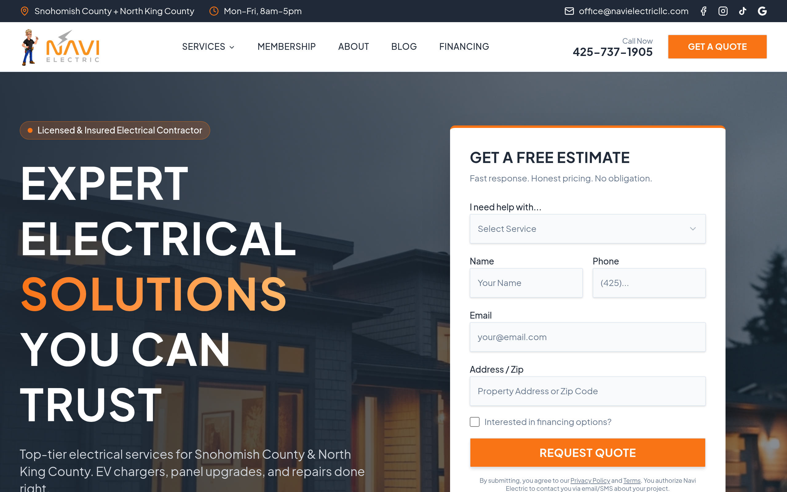 Navi Electric: Electrical website built by Akoola