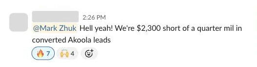 Slack message from a HVAC client, names blurred
