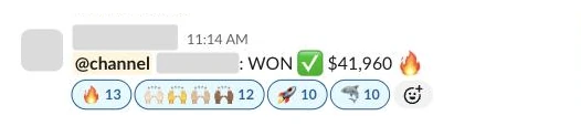 Slack message from a HVAC client, names blurred